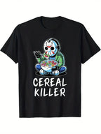 Daily men's casual 100 Cotton T-shirt 180g pure cotton with unique printed pattern elastic T-shirt short sleeved suitable for urban style daily wear suitable for all seasons, give friends holiday gifts