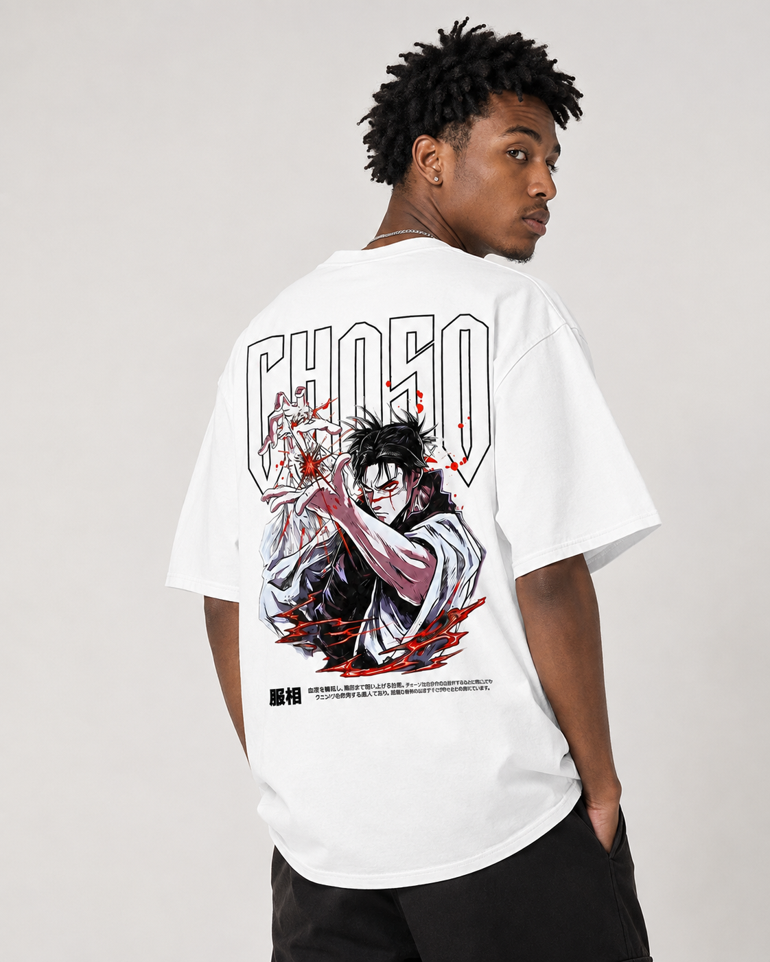 Vintage-Wash Short-Sleeve T-Shirt | *Jujutsu Kaisen* Choso (Double-Sided/Multi-Placement Print) — Oversized American-Style Anime Tee (Unisex)