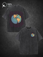 Men's 220g Heavy Washed Cotton Christian Mission T-Shirt - Vintage "Make All Nations My Disciples" Religious Tee, Loose Fit Round Neck Short Sleeve Church Apparel for Missionary & Casual Wear