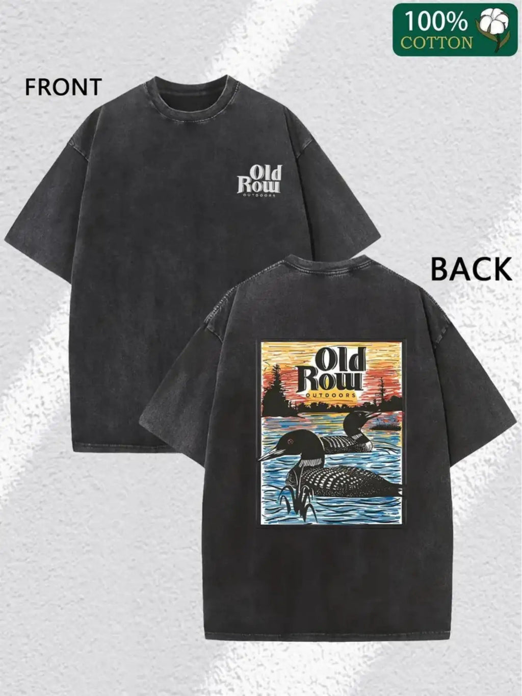 Washed Old Town Outdoor Terrace 4 Print | High-Quality 230g Vintage Batik Thickened Pure Men'S Fashion Casual Short Sleeve Round Neck T-Shirt