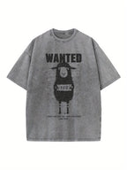 1pc Men's and Retro Sheep Wanted Poster Pattern 230g Heavy Wax-Dyed Cotton, Loose Casual Style, Brown Nostalgic Farm Style with Sheep Design and "Wanted" Print, Suitable for Daily Wear, Easter Themed Parties, and Holiday Gifts(Machine Washable)