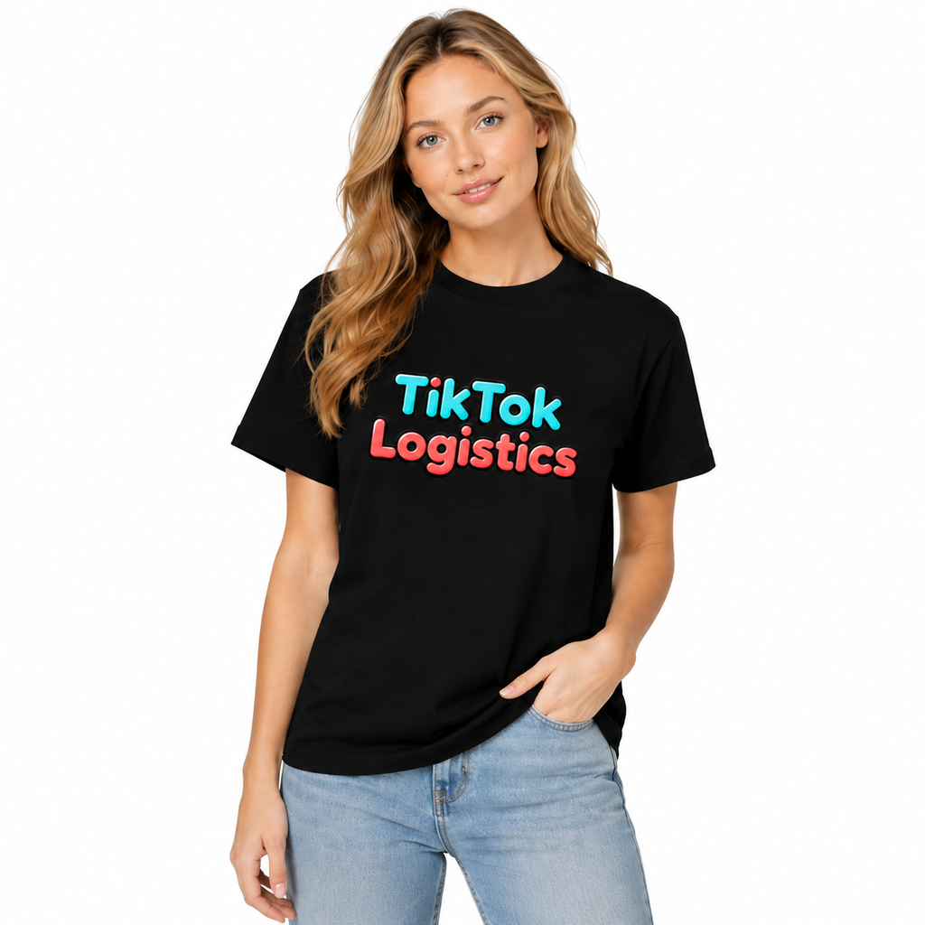 Pure Cotton Casual Short-Sleeve T-Shirt – Trendy Unisex Loose Crew-Neck Top with Fun "TikTok Logistics" Print