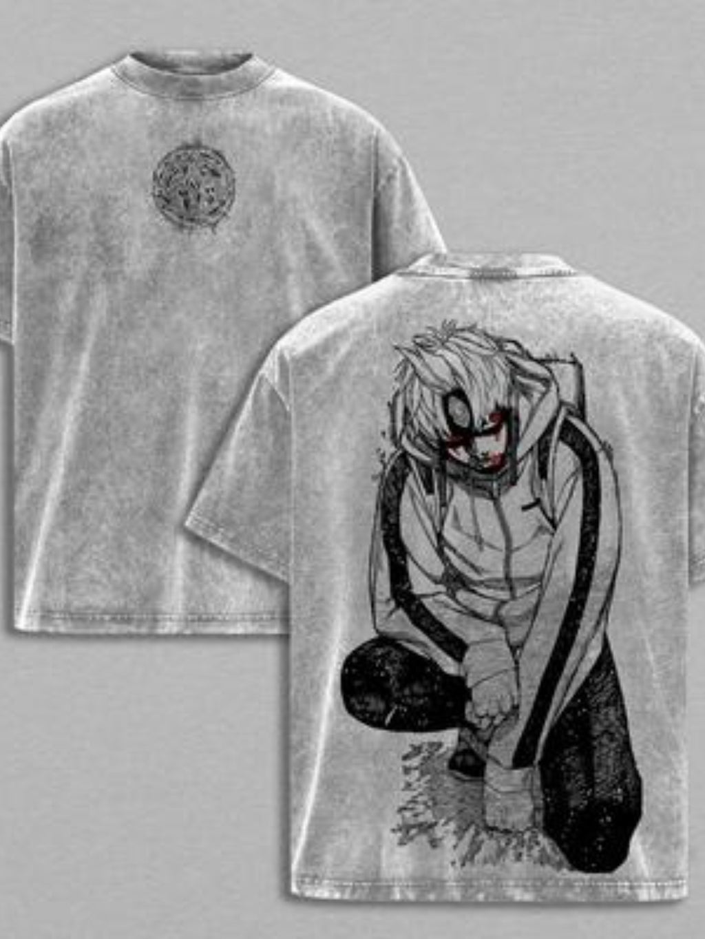 Men'S Heavyweight Washed Anime Manga T-Shirt - Shen Yuanchengji Jiji "Danda Dan" Retro Streetwear Graphic Tee with Japanese Manga Print