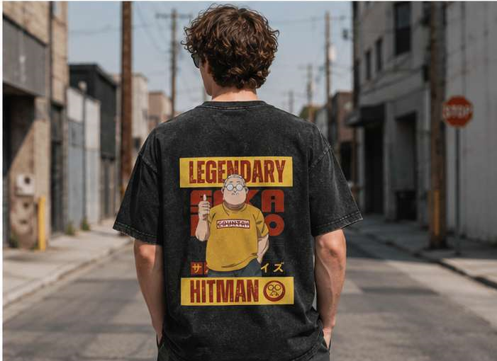 Vintage-Wash Short-Sleeve T-Shirt | SPY×FAMILY Legendary Assassin Character Print – Unisex Oversized Fit