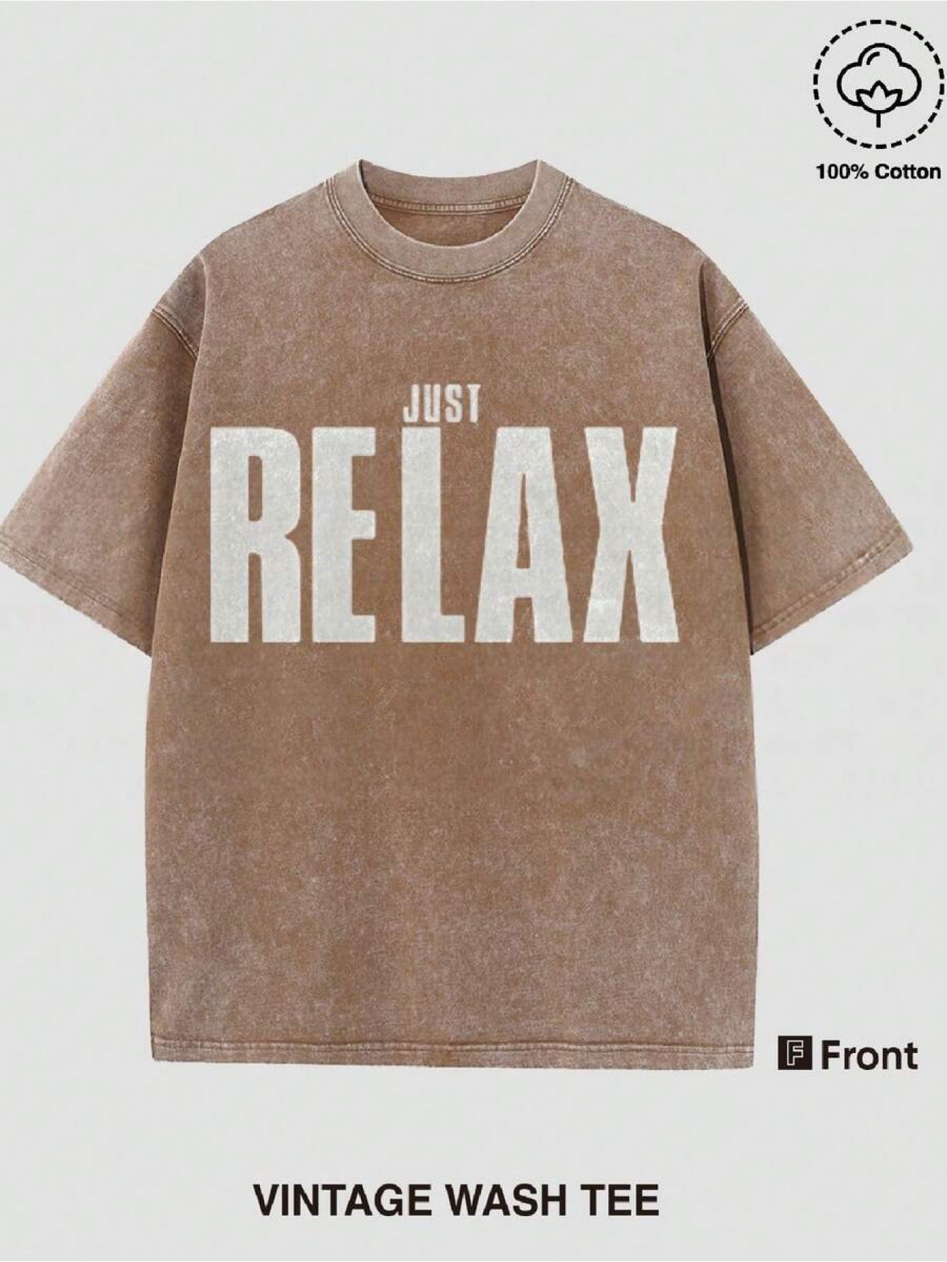 Men's & Women's Vintage Washed "Just Relax" T-Shirt - Soft Pink & Black Oversized Tee, Casual Streetwear Short Sleeve Shirt for Parties, Festivals, Casual Attire - Unisex Loose Fit Round Neck Top