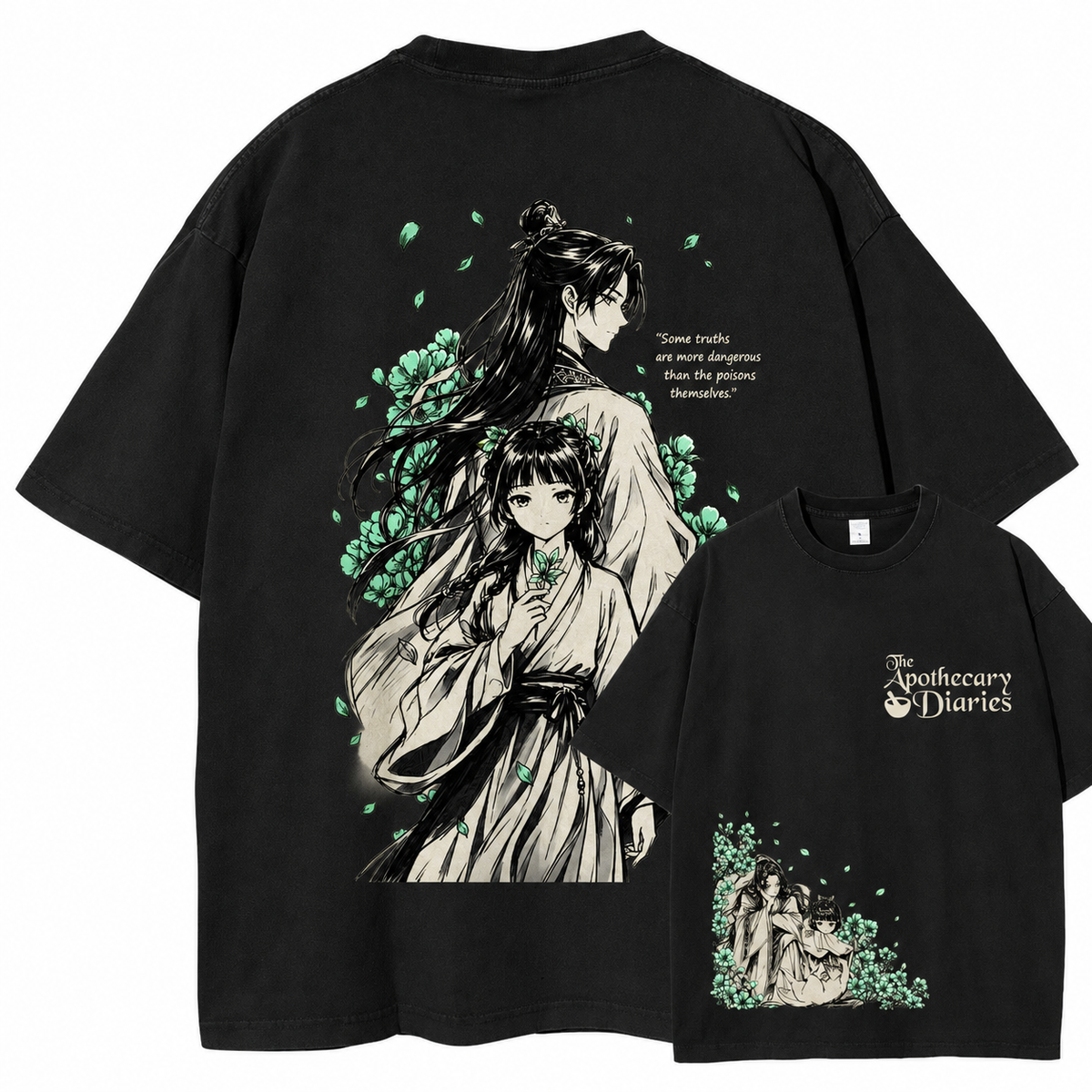 Vintage-Wash Short-Sleeve T-Shirt | *The Apothecary Diaries* Double-Sided Print | Anime Style | Unisex Oversized Fit