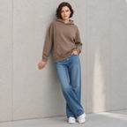 Vintage-wash distressed hooded sweatshirt—a versatile, relaxed-fit casual jacket with a laid-back, dropped-shoulder style.