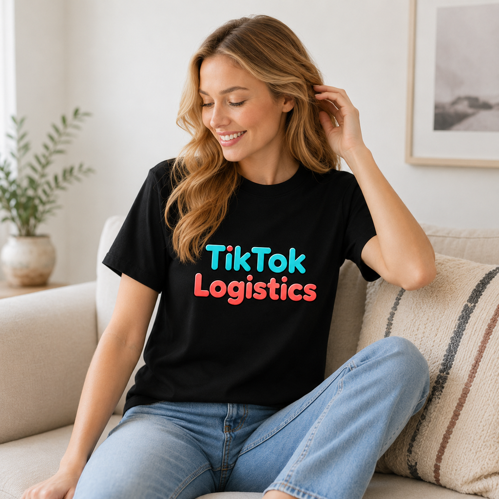 Pure Cotton Casual Short-Sleeve T-Shirt – Trendy Unisex Loose Crew-Neck Top with Fun "TikTok Logistics" Print