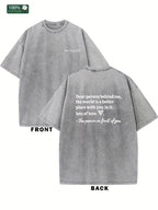 Men'S Vintage Washed T-Shirt with "Dear Person Behind Me" Back Print - Light Grey/ Streetwear Tee, All-Season Casual Shirt for Everyday & Formal Outfits - Adult Men'S Clothing