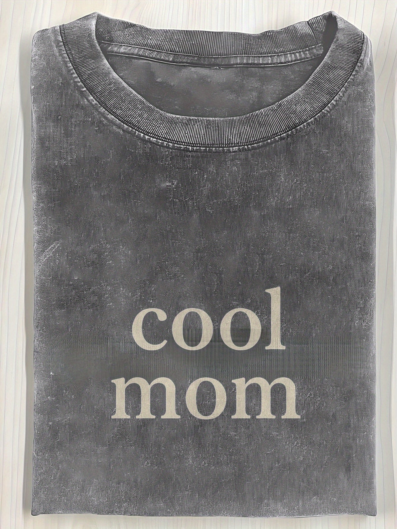 Men'S Vintage Washed Blue T-Shirt with Cool Mom Graphic - Soft Breathable Fabric, Loose Fit Casual Short Sleeve Round Neck Top for Everyday & Mother'S Day Gift