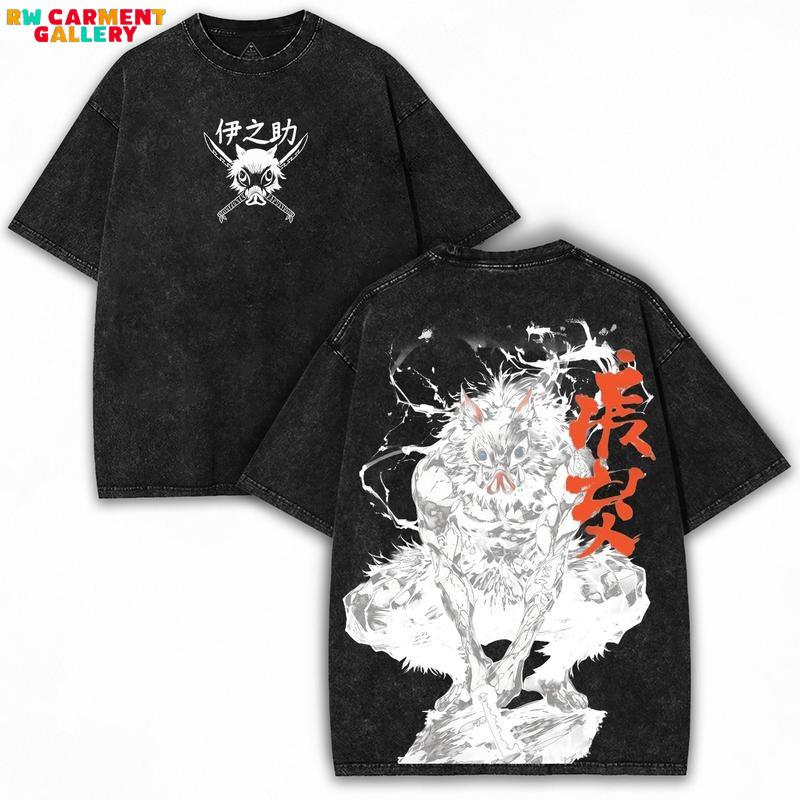 Inosuke Hashibira x Demon Slayer Beast Breathing Mode Vintage Washed Oversized Anime Tee Heavyweight Collector Drop