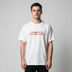 Unisex Pure Cotton Vintage-Style T-Shirt with "I'm About To Get Very Silly" Slogan – Loose Fit, Drop-Shoulder, Red Lettering