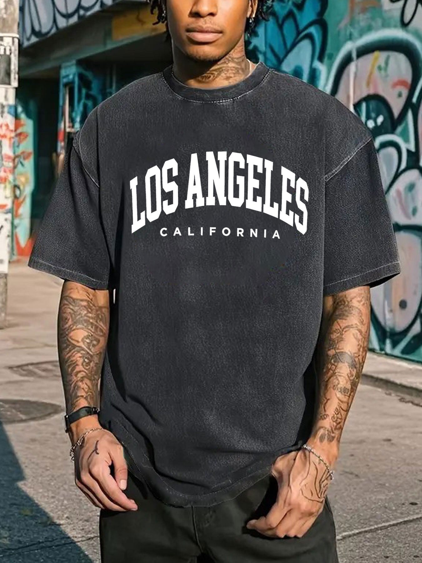 Men's Heavy Washed Vintage T-Shirt - Soft Breathable Oversized Tee with Vintage Streetwear Style, Round Neck Short Sleeve Casual Shirt, Plus Size Retro Clothing for all-Season