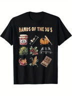 Men's casual trend 100 Cotton T-shirt 180g pure cotton with unique printed pattern on the shoulder cuff design T-shirt short sleeved fitness running and daily wear