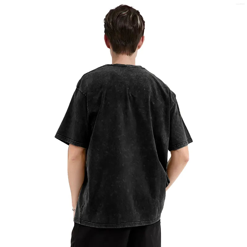 Men's T Shirts Harajuku Washed Aespas Dirty Work 2025 Kpop Outfit Novelty Shirt Oversize Streetwear Cotton Printed Tops Tees