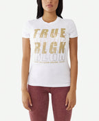 True Religion Womens Short Sleeve Foil Logo Slim Crew T-Shirt1:1