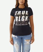 True Religion Womens Short Sleeve Foil Logo Slim Crew T-Shirt1:1