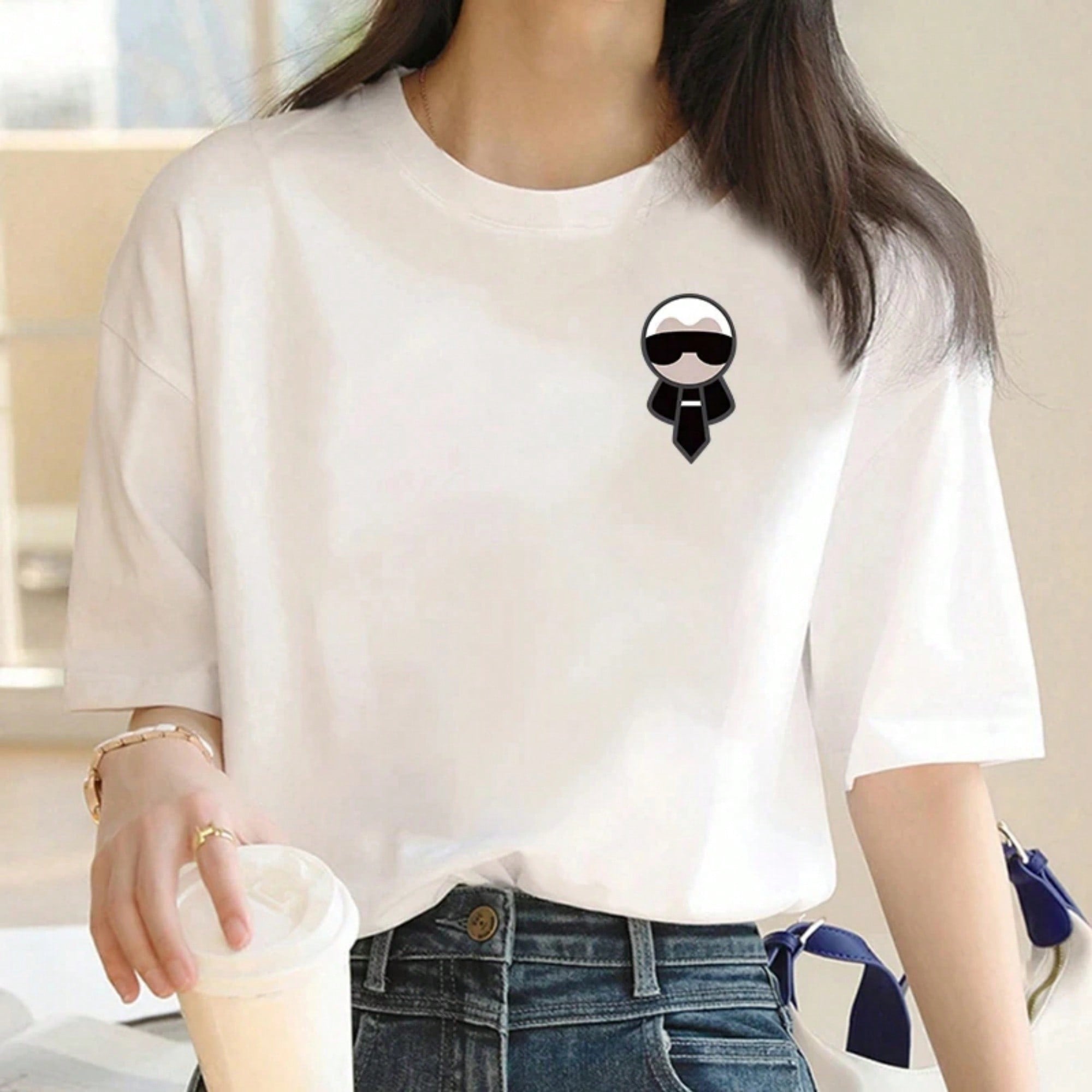 Luxury Brand Cute For Women's High-Quality Summer Printing Cotton T-Shirt Casual Round Neck Y2k Personality Sleeve O-Neck
