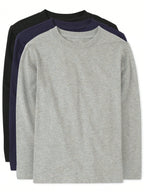 The Children's PLACE Boys Long Sleeve Navy Black Gray Cotton Tee Shirt 3-Pack1:1