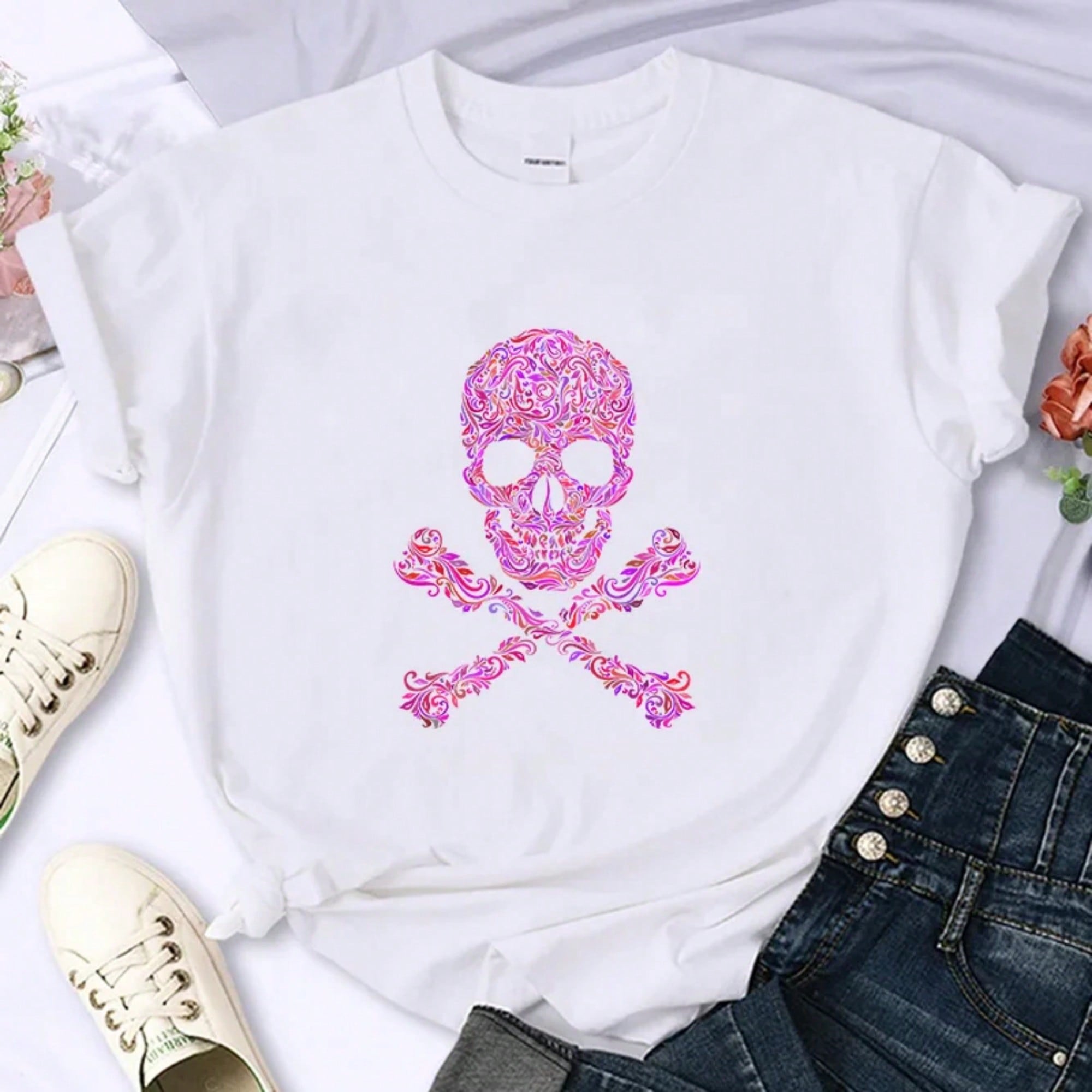 Creativity For Women's Luxury Brand High-Quality Summer Print T-Shirt Casual Oversized Y2k Personality Sleeve O-Neck