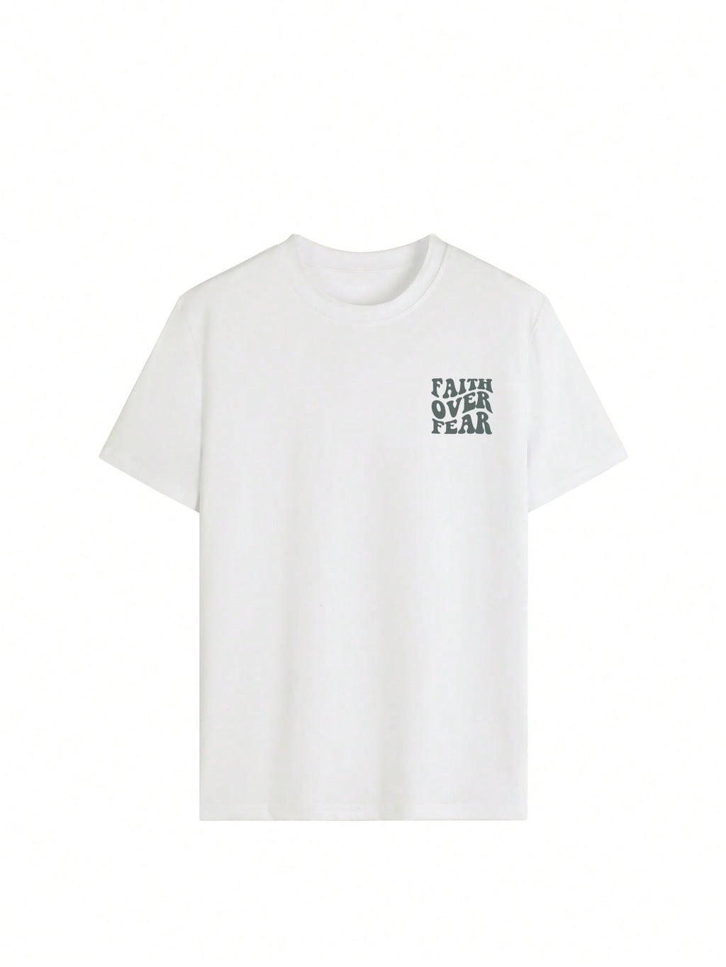 Ladies' Spring And Summer New Style Faith Over Fear Letter Print Daily Casual Round Neck Short Sleeved T-Shirt, Fashionable Vacation Style, Your Daily Necessity. Vacation Outfits Women Graphic Tees Women White Top