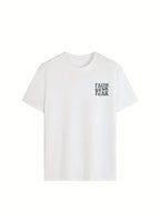 Ladies' Spring And Summer New Style Faith Over Fear Letter Print Daily Casual Round Neck Short Sleeved T-Shirt, Fashionable Vacation Style, Your Daily Necessity. Vacation Outfits Women Graphic Tees Women White Top