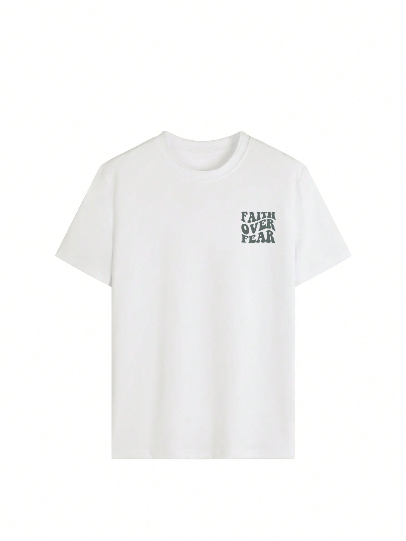 Ladies' Spring And Summer New Style Faith Over Fear Letter Print Daily Casual Round Neck Short Sleeved T-Shirt, Fashionable Vacation Style, Your Daily Necessity. Vacation Outfits Women Graphic Tees Women White Top