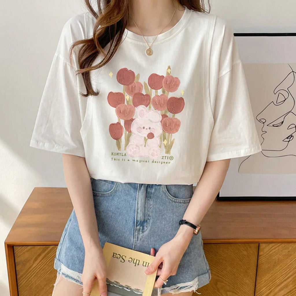Hot Women T Shirt Designer Tees Print Short Sleeve Luxury Brand Oversized Top Round Neck Women T-Shirts
