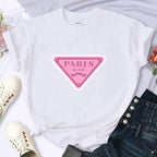 Luxury Brand Paris For Women's High-Quality Summer Printing T-Shirt 100% Cotton Casual Oversized Y2k Personality Sleeve O-Neck