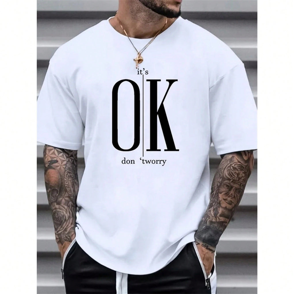 Luxury Brand Summer Loose Fit OK Printed T-Shirt Tops Cool Design Street Short Sleeve Top Tee Clothing