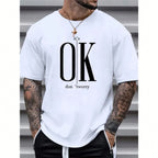 Luxury Brand Summer Loose Fit OK Printed T-Shirt Tops Cool Design Street Short Sleeve Top Tee Clothing