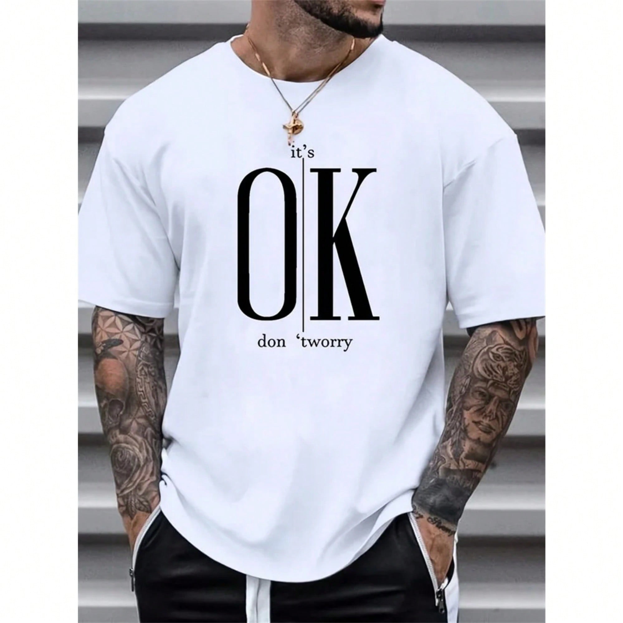 Luxury Brand Summer Loose Fit OK Printed T-Shirt Tops Cool Design Street Short Sleeve Top Tee Clothing