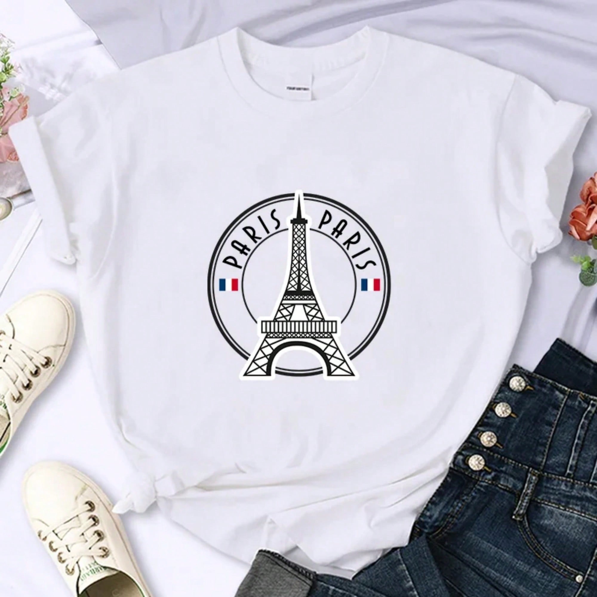 2024 Paris For Women's Luxury Brand Quality Summer Printed T-Shirt Cotton Street Casual Oversized Y2k Personalized Sleeve O Neck