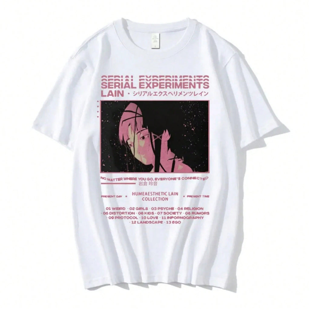 Luxury Brand Anime Serial Experiments Lain T-Shirt Women Graphic T Shirts Iwakura Manga Girl Sci Fi Short Sleeve Tee Female Tops