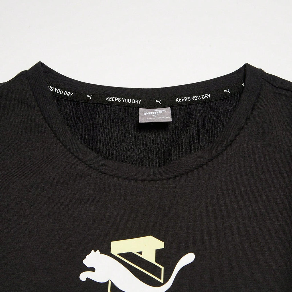 Puma Loose Fit Colorblock Round Neck Short Sleeve T-Shirt, Cropped High Waist Design, Casual &1:1