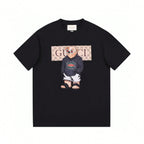 Summer Fashion Luxury Brand Collaboration Teddy Bear Print Pure Cotton High-Quality Round Neck Short Sleeved T-Shirt For Couples