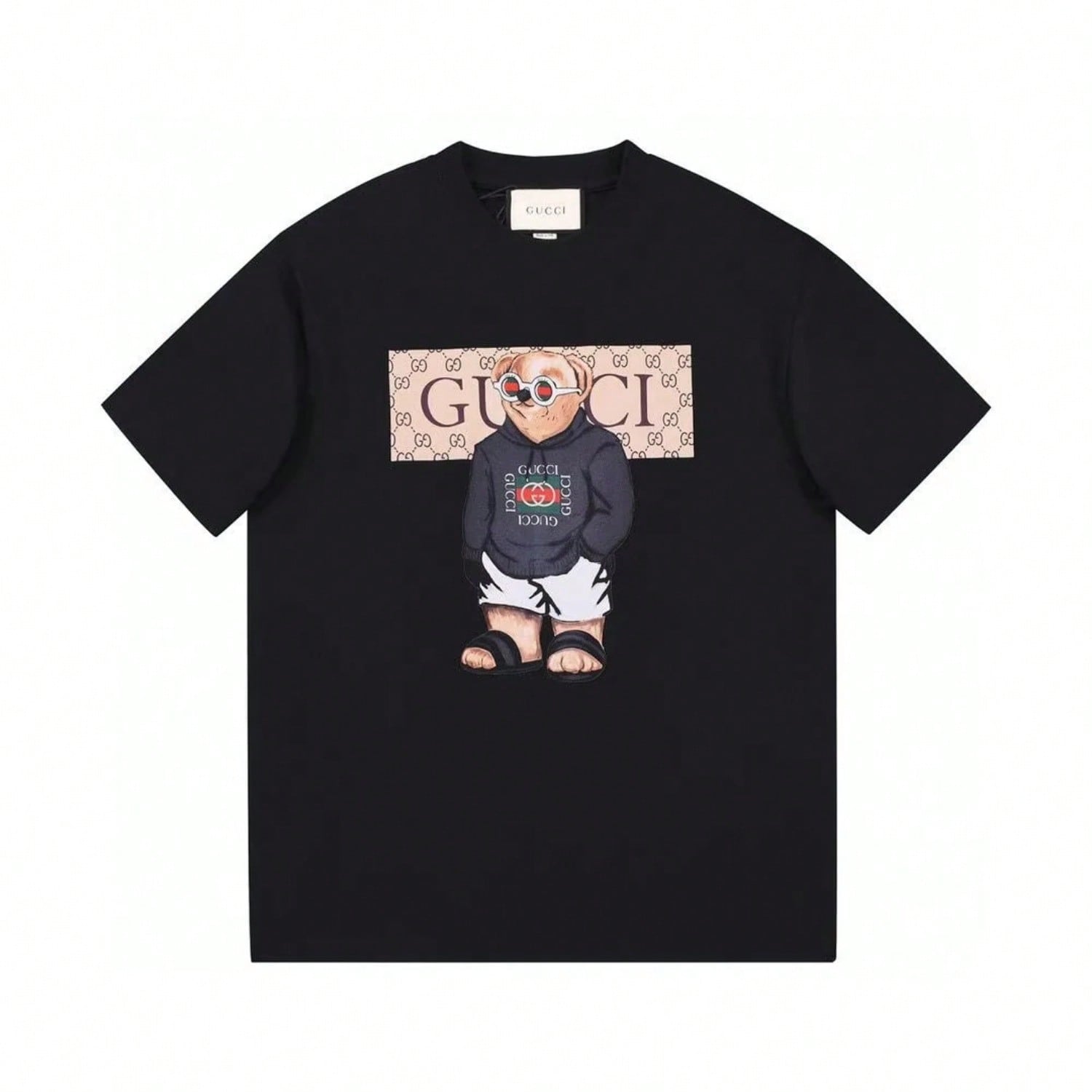 Summer Fashion Luxury Brand Collaboration Teddy Bear Print Pure Cotton High-Quality Round Neck Short Sleeved T-Shirt For Couples