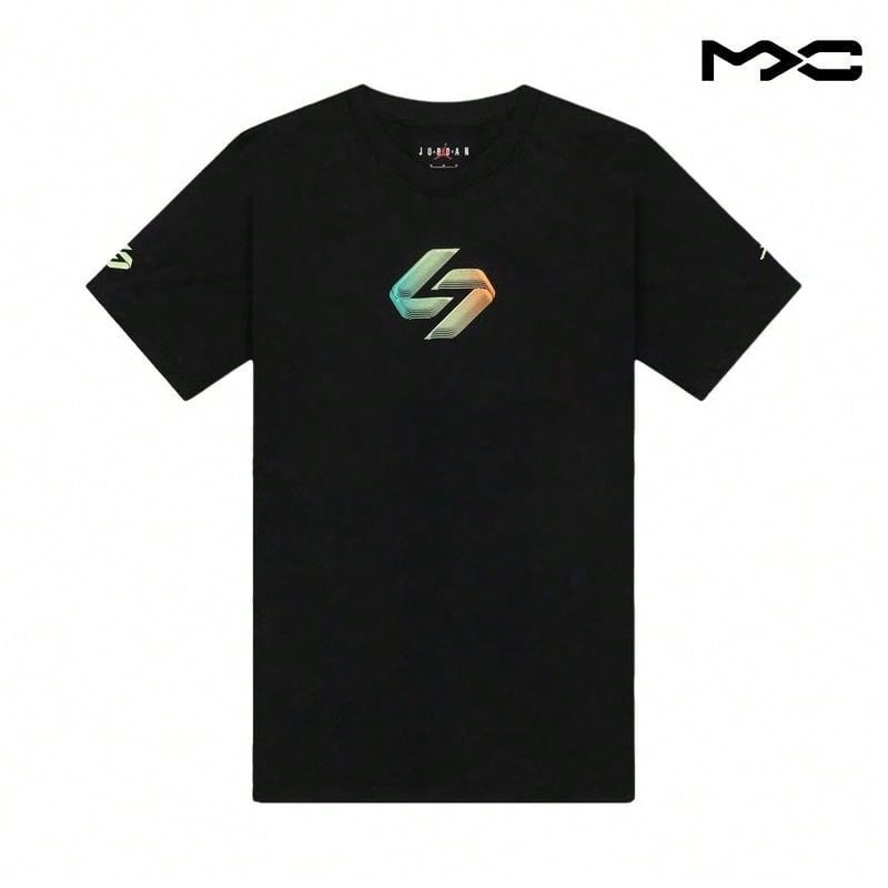 Luka Printed Knit Soft Comfortable Short Sleeve T-Shirt Black T-Shirts Men1:1