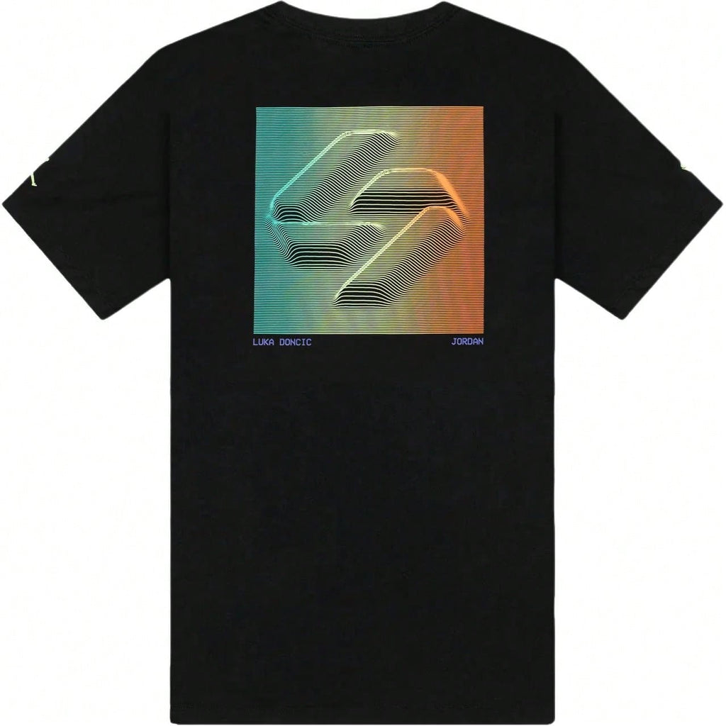 Luka Printed Knit Soft Comfortable Short Sleeve T-Shirt Black T-Shirts Men1:1