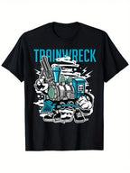 Train Cartoon Characters, Trainwreck T-Shirt T-Shirt, Men'S And Women'S Four Seasons Cotton Casual Round Neck Outdoor Personality Short-Sleeved T-Shirt, Slightly Elastic, 100% Cotton, S-XXXL,Short Sleeved Shirt, Essential For Summer And Spring, Loose Casu