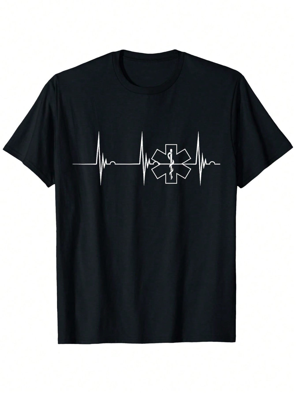 Sani First Responder ECG Heartbeat & Star Of Life Graphic T-Shirt - 100% Cotton Regular Fit Unisex Tee For Paramedics, Medical Professionals & Outdoor Rescue - All-Season Casual Short Sleeve Shirt (S-XXXL), First Responder Gear Unique Casualwear Durable F