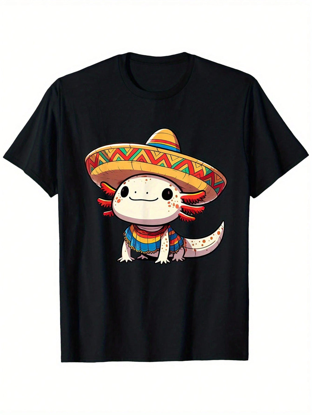 Kawaii Axolotl Mexican Boys Girls Teen Girl Boy T-Shirt, Men'S And Women'S Four Seasons Cotton Casual Round Neck Outdoor Personality Short-Sleeved T-Shirt, Slightly Elastic, 100% Cotton, S-XXXL,Short Sleeved Shirt, Essential For Summer And Spring, Loose C