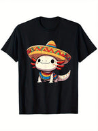 Kawaii Axolotl Mexican Boys Girls Teen Girl Boy T-Shirt, Men'S And Women'S Four Seasons Cotton Casual Round Neck Outdoor Personality Short-Sleeved T-Shirt, Slightly Elastic, 100% Cotton, S-XXXL,Short Sleeved Shirt, Essential For Summer And Spring, Loose C