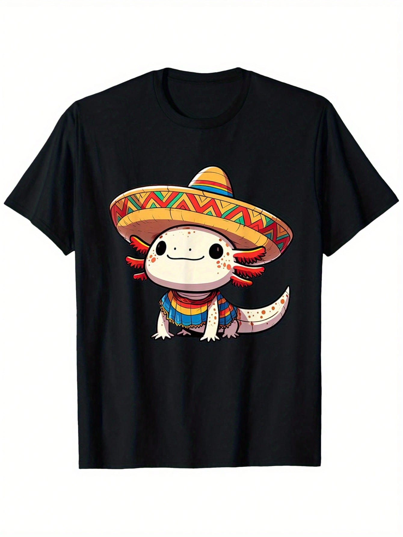 Kawaii Axolotl Mexican Boys Girls Teen Girl Boy T-Shirt, Men'S And Women'S Four Seasons Cotton Casual Round Neck Outdoor Personality Short-Sleeved T-Shirt, Slightly Elastic, 100% Cotton, S-XXXL,Short Sleeved Shirt, Essential For Summer And Spring, Loose C