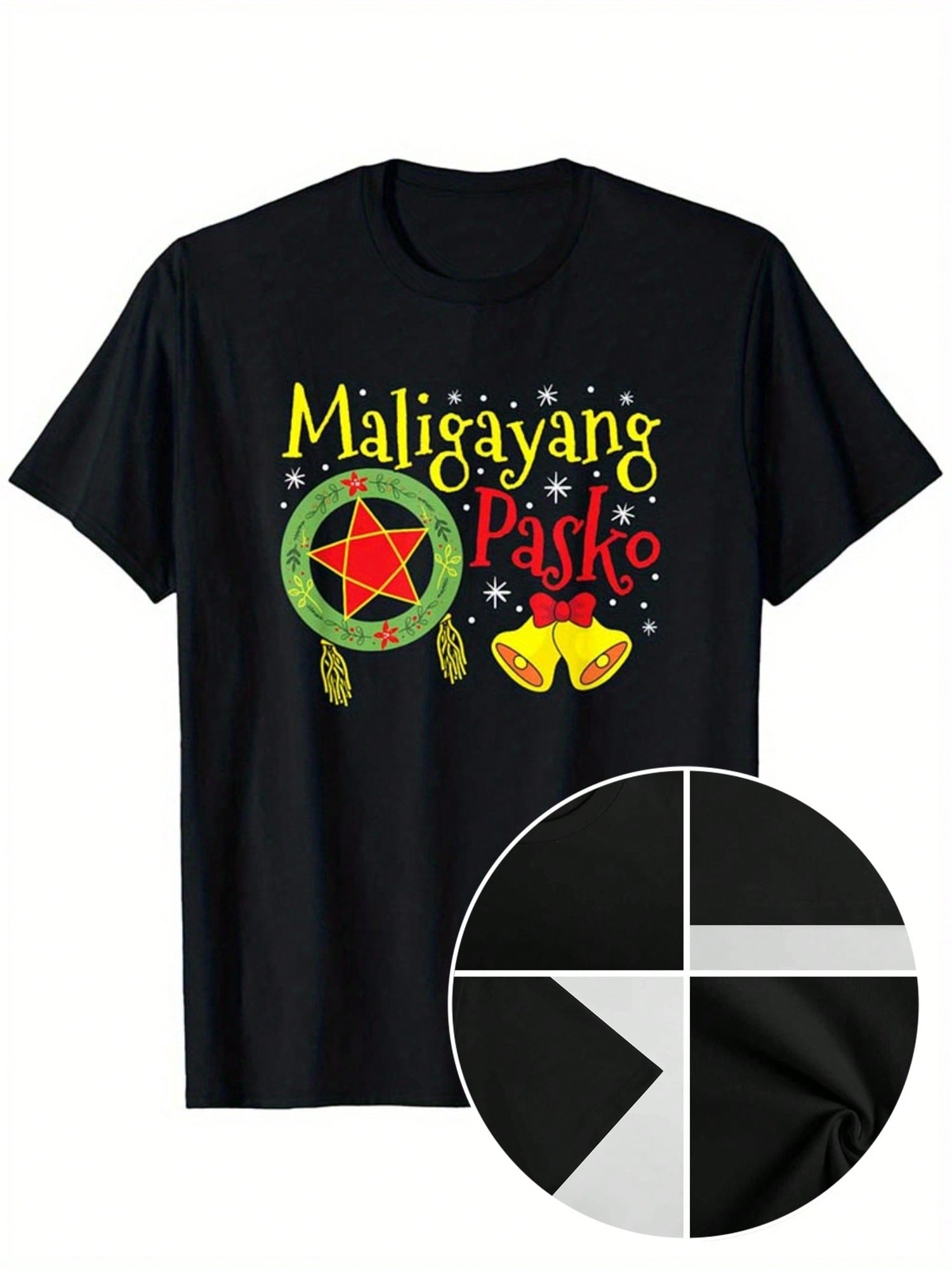 Philippines Filipino Christmas Maligayang Pasko T-Shirt,Short Sleeved Shirt, Essential For Summer And Spring, Loose Casual Round Neck, Men's Letter Printed T-Shirt, Suitable For Sports Enthusiasts