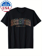 Board Certified Behavior Analyst BCBA T-Shirt,Short Sleeved Shirt, Essential For Summer And Spring, Loose Casual Round Neck, Men's Letter Printed T-Shirt, Suitable For Sports Enthusiasts
