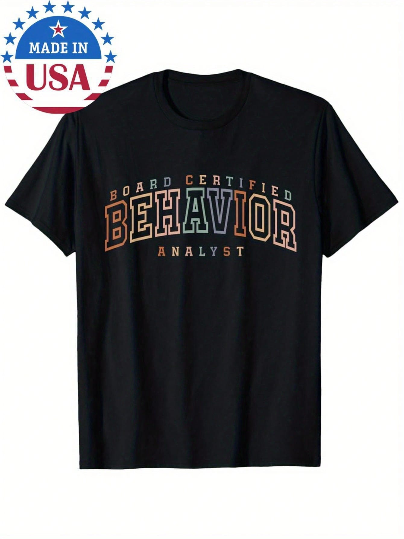 Board Certified Behavior Analyst BCBA T-Shirt,Short Sleeved Shirt, Essential For Summer And Spring, Loose Casual Round Neck, Men's Letter Printed T-Shirt, Suitable For Sports Enthusiasts