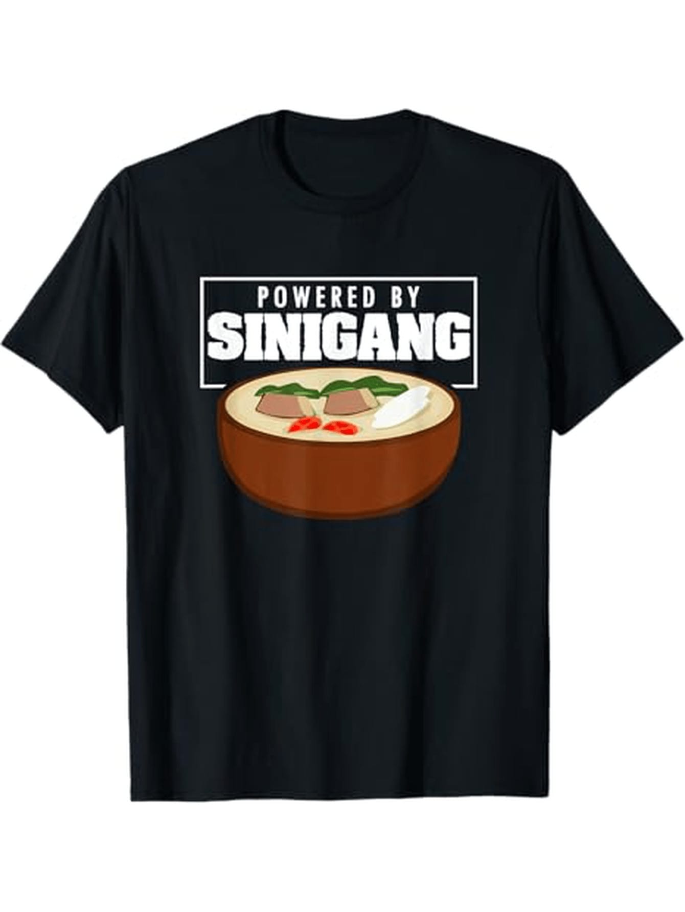 Filipino Sinigang Soup Print T-Shirt, 100% Cotton, Casual Crew Neck Tee, Regular Fit, Short Sleeve Pullover, Slight Stretch, Knit Fabric, For Adults, All-Season Casual Wear, Weekend Casual Style,Short Sleeved Shirt, Essential For Summer And Spring, Loose