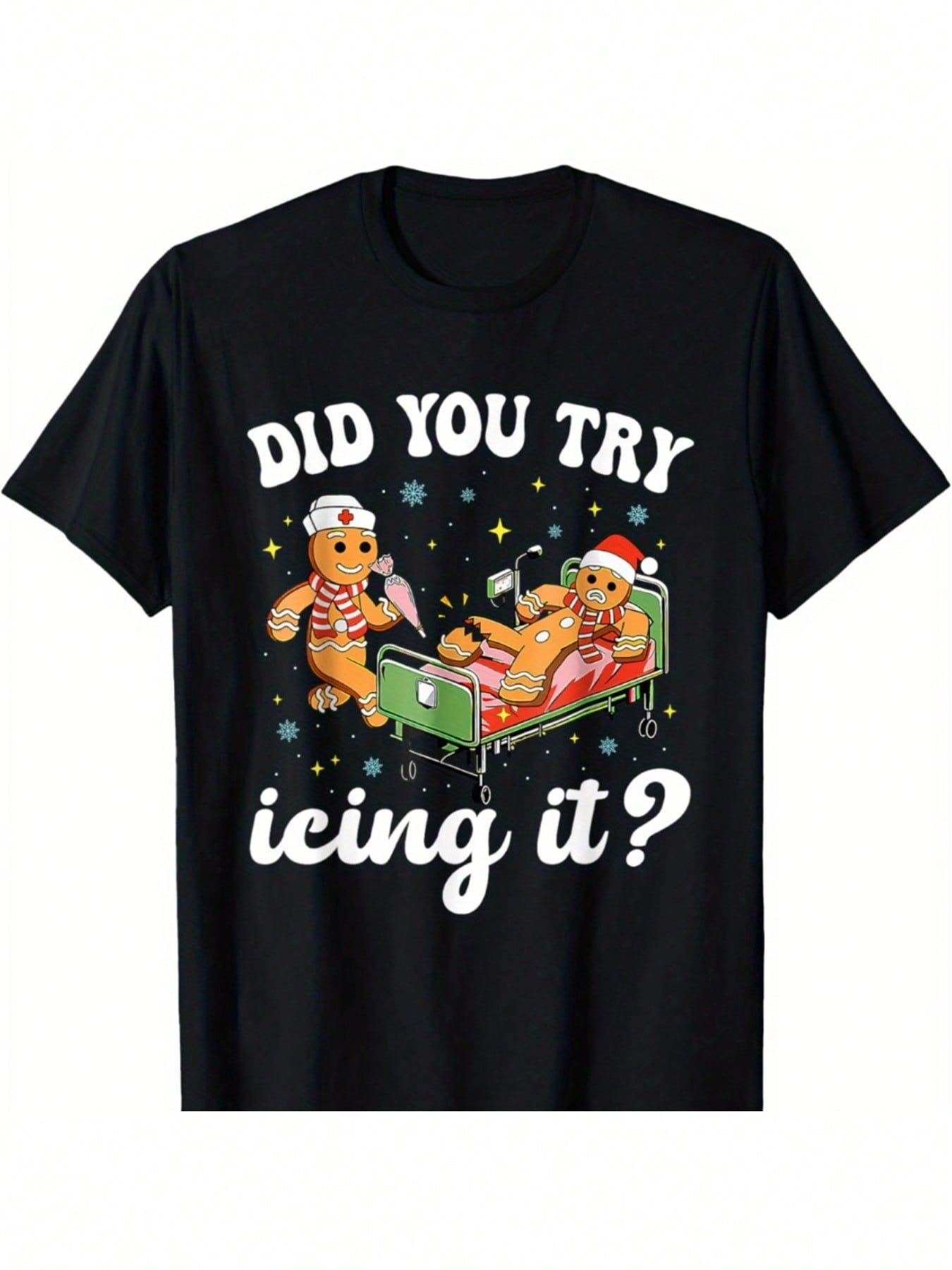 Funny 'Did You Try Icing It' Nurse-Themed T-Shirt - Comfortable Cotton, Short Sleeve, Casual & Sporty - Perfect For Summer Outings,Short Sleeved Shirt, Essential For Summer And Spring, Loose Casual Round Neck, Men's Letter Printed T-Shirt, Suitable For Sp
