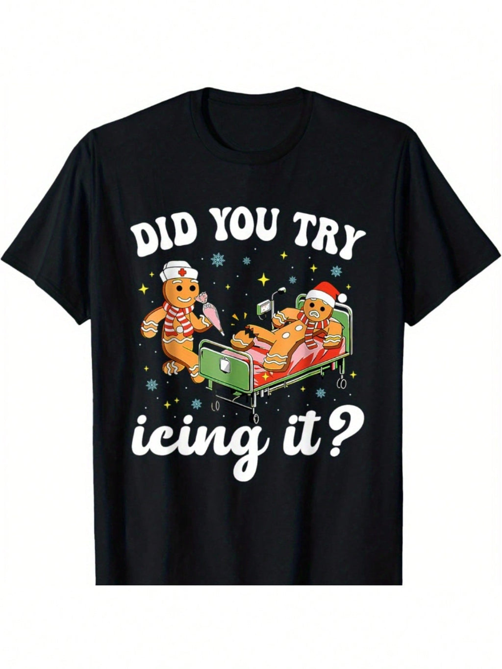 Funny 'Did You Try Icing It' Nurse-Themed T-Shirt - Comfortable Cotton, Short Sleeve, Casual & Sporty - Perfect For Summer Outings,Short Sleeved Shirt, Essential For Summer And Spring, Loose Casual Round Neck, Men's Letter Printed T-Shirt, Suitable For Sp
